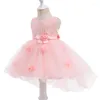 Vestidos de menina Flores de verão Vestido de aniversário de batismo para meninas pequenas filhos de mangas brancas com mangas de baile princesas