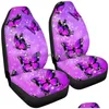 Car Seat Covers Front Er Lilac Big Butterfly Print Armrest Pad Steering Wheel Ers Shoder 6Pcs Interior Drop Delivery Mobiles Motorcy Dhhns