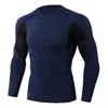 Heren t shirts 2023 Heren strakke fitnessoefening Running training T-shirt stretch snel droge ronde nek lange mouw