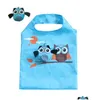 Sacs d'épicerie réutilisables Cartoon Hibou Boutique Sac Fourre-Tout Pliable Forme Rangement Étanche Cuisine Organisation Drop Delivery Maison Jardin Maison Dh5Xd