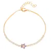 Bracciale Poulisa Fiore Bracciale a catena da tennis in argento sterling 925 S925 Tenis Cubic Zirconia Braccialetti con zirconi placcati oro 18 carati per le donne