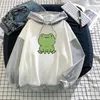 Damen Hoodies Shy Frogs gedruckt Anime Kawaii Harajuku Pullover Frauen Damen Mädchen übergroße Sweatshirts Farbblockbluse Moletom