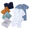 Rompers Summer urodzony Baby Romper Soild Color Baby Ubrania Dziewczyna Rompers Bawełniany krótki rękaw Oneck Niemowlęce Romper 024 MIESIĄC 230522