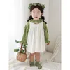 Fille robes filles robe 2023 été vert enfants coréen enfant en bas âge robe d'été mignon princesse jupe bébé vêtements 1 2 3 4 5 6 ans