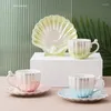 Tassen Untertassen Niedliche kreative Perle Muschelglasur Porzellantasse und Untertasse Keramik Einfache Teesets Modernes Design Kaffeelicht Luxusgeschenke