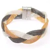 Strand miasol bred brasiliansk magnetisk wrap armband design elegant väv ihålig flätat nät för kvinnor fest gåva