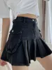 Spódnice retro dżinsowe mini spódnica Kobiety Summer 2023 Streetwear dziewczęta plisowane kieszonkowe design elegancki elegancki