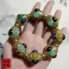 Bangle 100% Natural Jewel Inlaid Armband Armband Jade Jewelry Green Chalcedony Armband Herr- och kvinnors armband gåvor