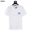 Designer modekläder amires tees am tshirt 2023 mode märke amies bokstav trycker dubbel häst runda hals t -shirt kort hylsa övre halva ärmens botten skjorta för