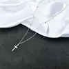 Pendant Necklaces Simple Silver Color Cross Pendants Women Multi Layer Chain Choker Female Metal Jewelry Collares Feminino