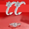 Band Rings CANNER Rings for Women 925 Silver Real Moissanite Diamond 1CT D Color VVS Classic 5 Prongs Engagement Girls Finger Ring Wedding J230522