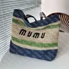 Blue Stripe Sacs à main tissés Femme Designer Raphia Sacs Dames Summer Shopper Beach Totes Mm Shopping Grand sac à main Womens Sac à main Sac à bandoulière