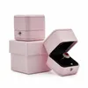 Display Free shipping wedding diamond ring box PU leather rounded ring storage package proposal ring box gift package