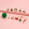 Stud Earrings Christmas For Women Enamel Santa Claus Snowman Ribbons Elk Set Girl Festival Year Jewelry Gifts