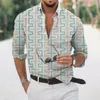 Camisas casuais masculinas Moda Luxo para homens de grandes dimensões Flores de camisa impressa Botão de manga longa Top Men Flood Holiday Cardigan Blouse