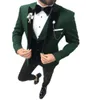 Stilig grön blå bröllop tuxedos 2023 3 stycken mäns passande avslappnad boutique affär groomsmen kostym väst jacka byxa blazers pant manlig skräddarsydd brudgummen kostym