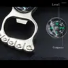 Keychains Silver Color Compass Bottle Opener Multifunction Keychain Top Quality Foot Key Chain Men Car Accessaries Birthday's Gift