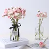Decorative Flowers Artificial Green Plants Pink White Tea Rose False Blossom Paulownia Empress Tree Bonsai