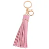 Keychains EASYA 6 Colors PU Leather Tassel Keychain Key Holders Fashion Purse Bag Charms Chain Car Rings