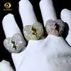 Hotsale Moissanite bijoux hip hop coeur brisé anneaux passer testeur de diamant positif glacé anneaux