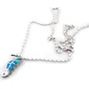 deniz hayvanı mücevherleri; moda deniz atı opal kolye meksika ateşi opal kolye 925 damgalı
