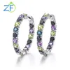 Stud Gz Zongfa Nowa moda Natural Blue Topaz Amethyst Gem Custom Jewelry 925 Srebrne Srebrne Kolki Hoop Kobiety