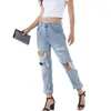 Jeans pour femmes femmes Sexy mode Denim pantalon ample taille haute maman détruit genou trous crayon pantalon Stretch déchiré petit ami