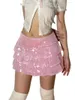 Spódnice kobiety letnia cekin cekin ciasto mini spódnica różowa warstwowa ruffe streetwear krótka żeńska imprezowa ubrania