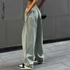 女子ジーンズカーゴパンツy2k服ゆるいドローストリングローウエストジョガーズボン女性カジュアル服ストリートウェアバギーワイドレッグスウェットパンツ