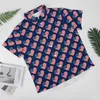 Men's Casual Shirts USA Flag Hearts Patriotic Red White Blue Beach Shirt Summer Vintage Blouses Men Printed Plus Size
