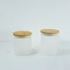 USA Warehouse 10oz Sublimação em branco Vidro Jarra de vidro Fosco de vidro canecas de cerveja para fazer velas de velas com tampas de bambu