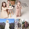 Kızlar Kıyafetler Sonbahar Bahar Çocuk Giysileri Organik Pamuk Çift Gazlı Gevşek Cepler Kız Kız Elbise Moda Prenses Günlük Çocuk Elbiseleri 230520