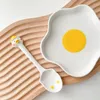 Пластины INS EGG PLATE для керамики Kawaii Торт для завтрака фруктовый десерт салат декоративные блюда с ложкой кухонной посуды