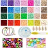 Beads 5080PCS Polymer Clay Spacer Beads Kit Charms Loose Beads Lobster Clasp for Jewelry Making DIY Bracelets Earring Jewelry Findings