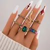 Women Snake Knuckle Ring Set Multistyle Crystal Heart Snake Finger Rings Gift for Love Girlfriend