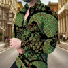 Men's Casual Shirts Summer Men's Long-sleeved Shirt Solid Basic Large Size 3XL Street Wear Top Cashew Flower Print Green Black Blue