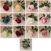 Fleur Artificielle Rose Fleurs De Soie Real Touch rose Marrige Fleurs Décoratives Décorations De Mariage Décor De Noël 12 Couleurs LT463