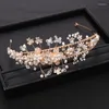 Pinces à cheveux à la mode coiffures de mariée fleur d'or diadème strass cristal perle couronne mariage princesse fête bandeau accessoires