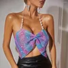 Damestanks dames mode tops 2023 kralen sexy mesh pailletten mouwloze kleding feest club zomer glitter doorzichtige feministisch shirt