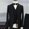 Erkekler Suits Erkekler Uygun Yüksek Kaliteli Lacivert Lüks Düğün Ceket Pantolon Yelek Üç PCS Notch Kavur resmi iş ince fit blazer masculino