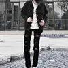 Abbigliamento firmato Jeans Amires Pantaloni in denim High Street Stile Amies Jeans traforati traforati caldi neri Moda Uomo Street Pantaloni con piedini elastici in forma coreana Diamon bianco