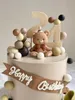 Other Event Party Supplies Birthday Cake Decoration Netflix Bow Bear Soft Rubber Ornament Earth Color Foam Ball Valentines Day Cake Topper Insert Sign 230522