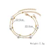 Fußkettchen 1Set Legierung Imitation Perle Anhänger Fußkettchen Gold Farbe Elegante Fußkettchen Frauen Sommer Strand Am Meer Fuß Zeigen Schmuck 22cm lang G220519