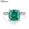 Кольца полосы 2022 Новый 100 925 Стерлинговый серебро 4CT Emerald Topaz Lab Diamond Rings for Women Gemstone Свадебная вечеринка Fine Jewelry Charms подарок J230522