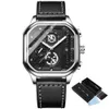 Quartz fashion Watch faces Men's Watch Glow Square Shrimp Skin Watch luxury watches mens light stainless steel bracelets clock