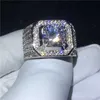 Кольца полосы 2020 года солистость мужчина 4CT Sona Diamond Ring Real 925 Стерлинговые серебряные ювелирные украшения обручальные обручальные кольца для мужских вечеринок J230522