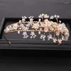 Pinces à cheveux à la mode coiffures de mariée fleur d'or diadème strass cristal perle couronne mariage princesse fête bandeau accessoires