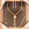 Ketting oorbellen set 2023 aankomst luxe zilveren kleurbloesems voor vrouwen jubileum cadeau sieraden groothandel j8259