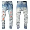 Designer Clothing Amires Jeans Denim Pants Amies Fashion Brand New Pantalons Hommes Blanc Percé Broderie Patch Élastique Slim Pantalon Denim Pantalon 699 Distressed Rippe