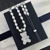 Colliers Fashion Charm Sterling Silver Original Jewelry Yummy Xl Collier d'ours en peluche en peluche à double face avec perles pour femmes Cadeau de luxe